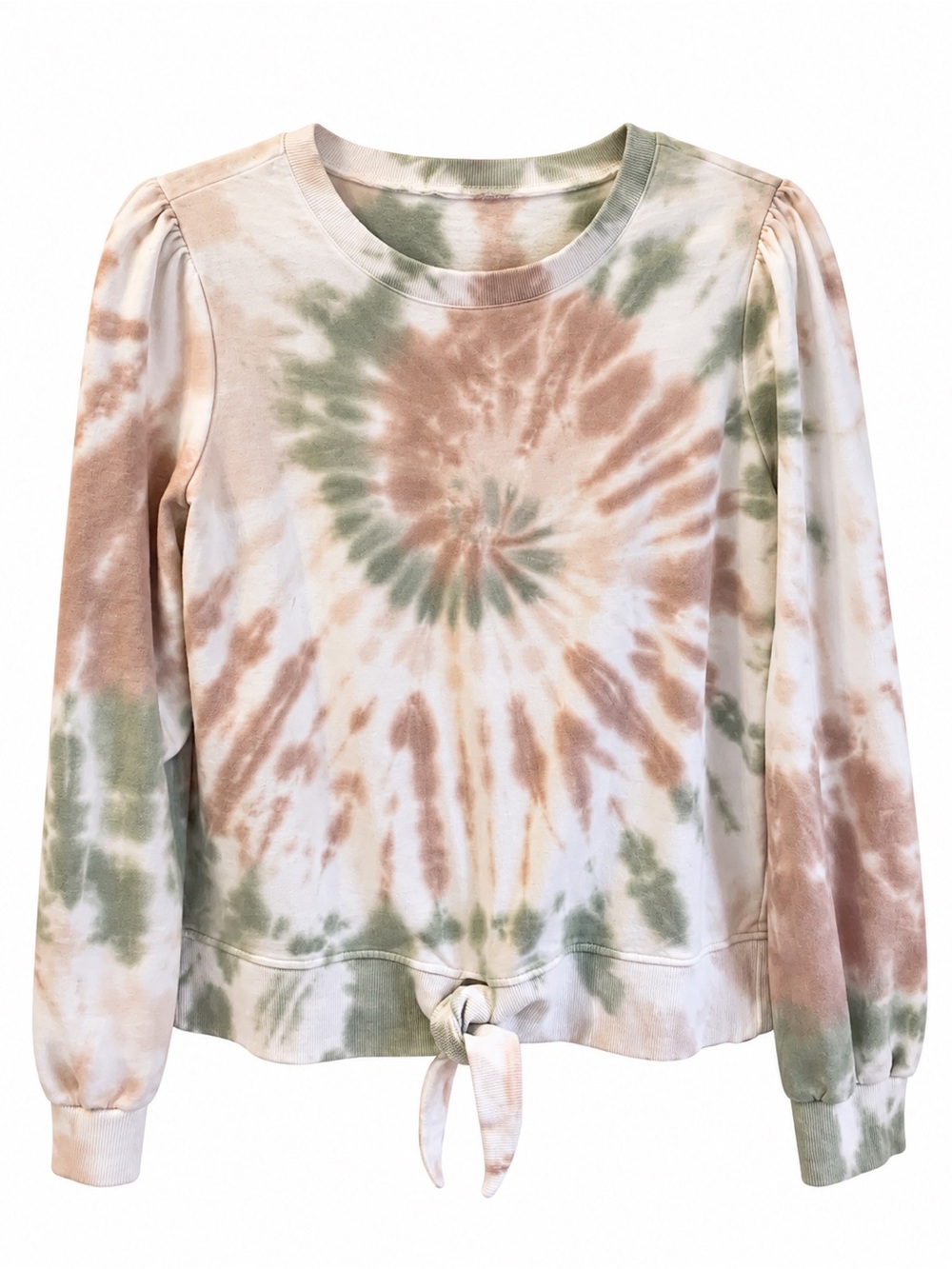 Anthropologie Tie Dye Puff Sleeve Tie Front Sweatshirt Size M